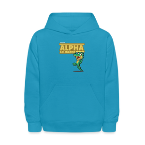 Alpha Alligator Character Comfort Kids Hoodie - turquoise