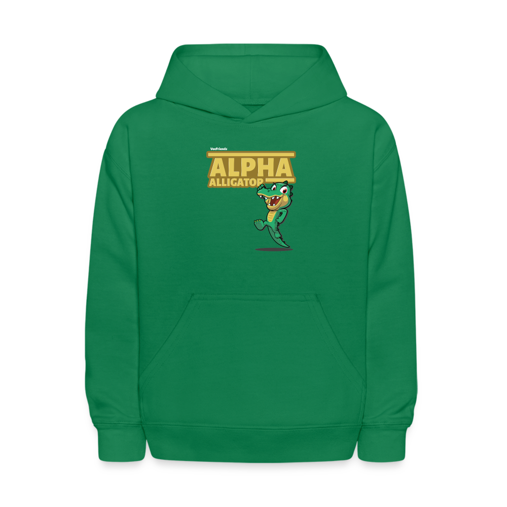 Alpha Alligator Character Comfort Kids Hoodie - kelly green