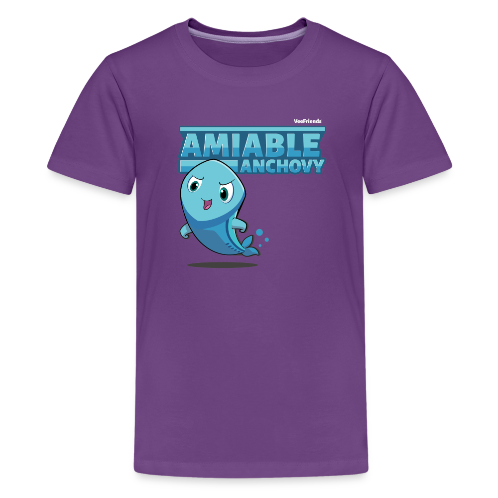 Amiable Anchovy Character Comfort Kids Tee - purple