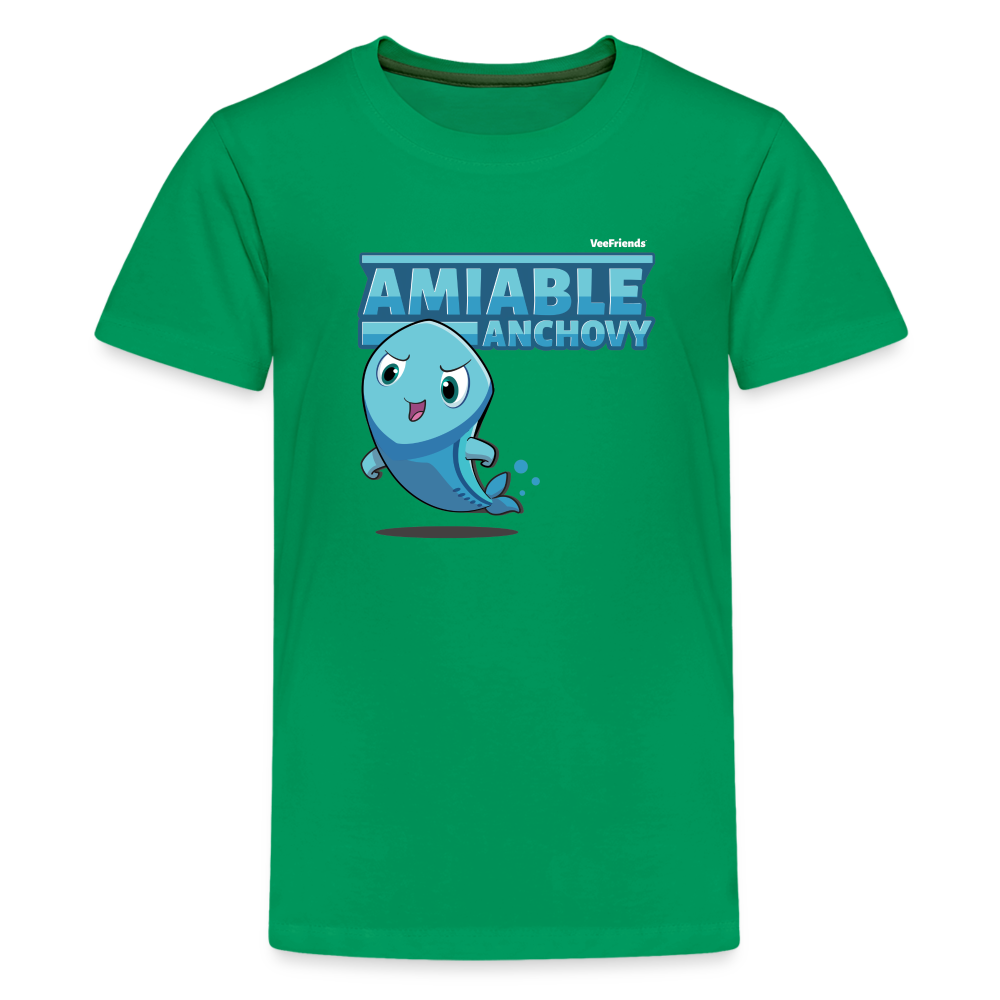 Amiable Anchovy Character Comfort Kids Tee - kelly green
