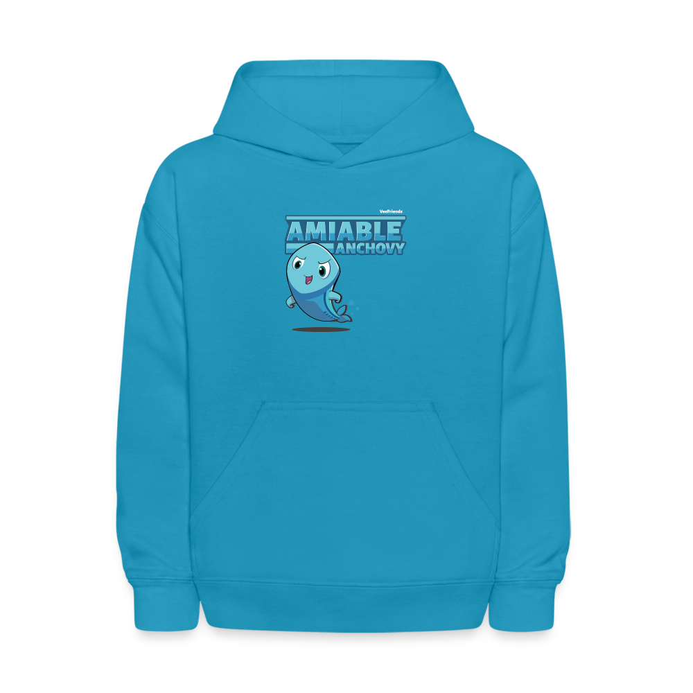 Amiable Anchovy Character Comfort Kids Hoodie - turquoise