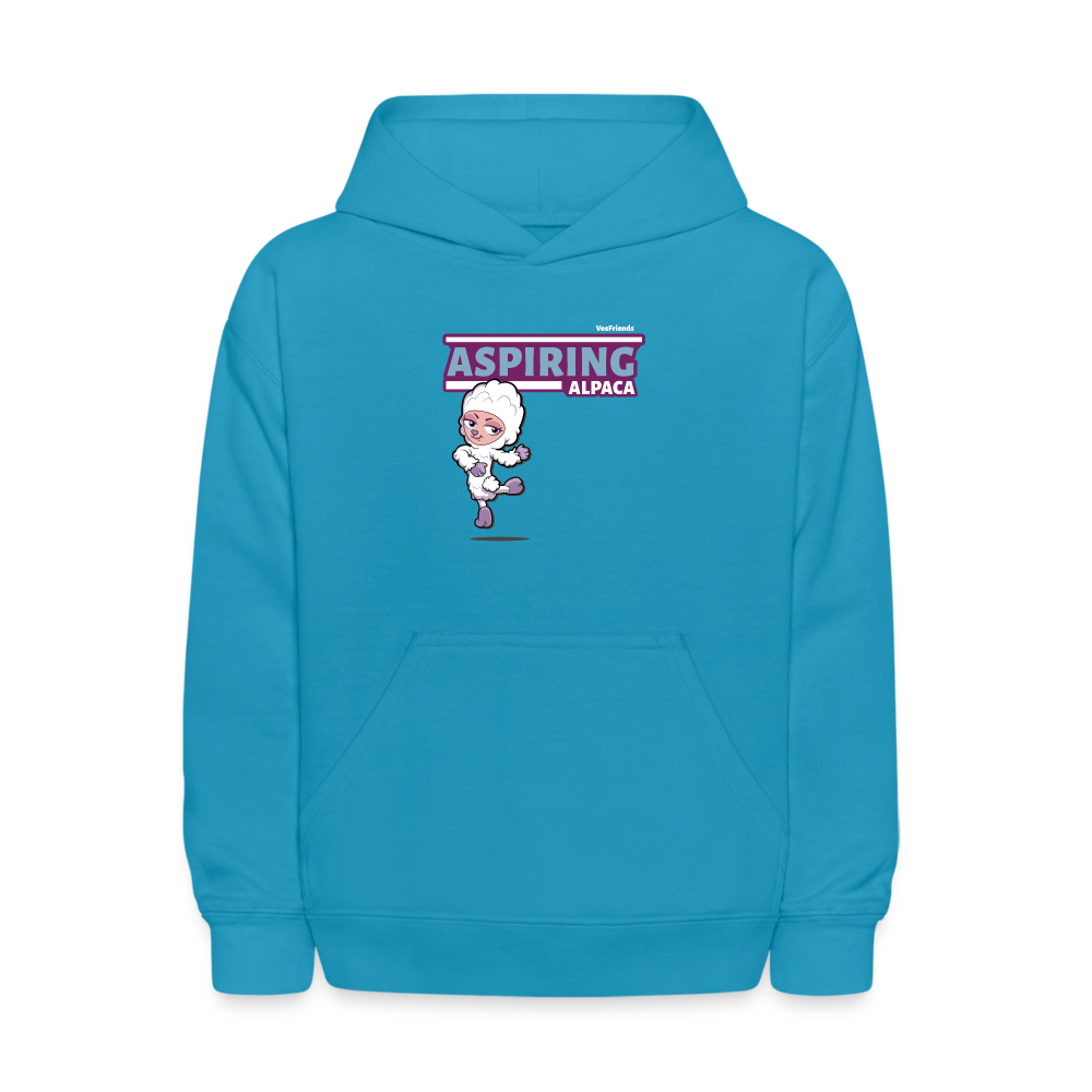 Aspiring Alpaca Character Comfort Kids Hoodie - turquoise