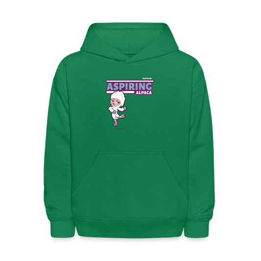 Aspiring Alpaca Character Comfort Kids Hoodie - kelly green