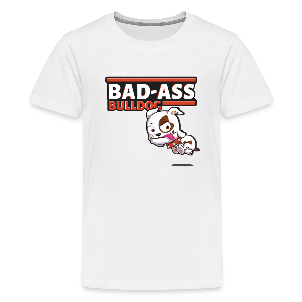 Bad-Ass Bulldog Character Comfort Kids Tee - white