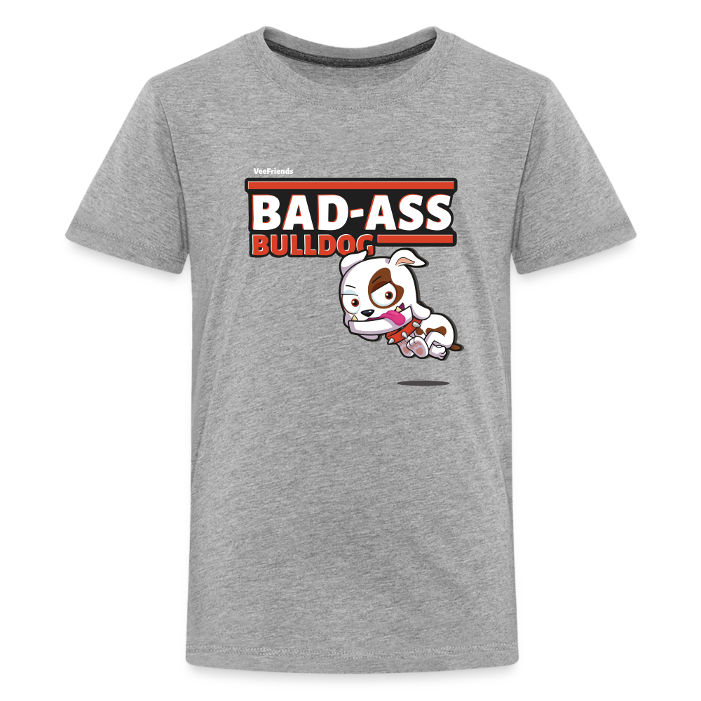 Bad-Ass Bulldog Character Comfort Kids Tee - heather gray