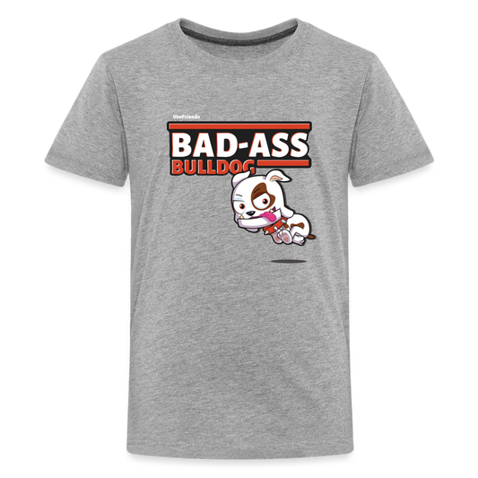 Bad-Ass Bulldog Character Comfort Kids Tee - heather gray