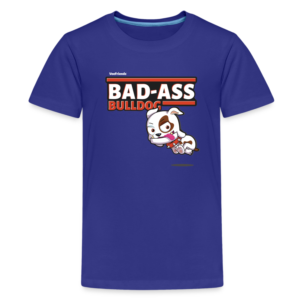 Bad-Ass Bulldog Character Comfort Kids Tee - royal blue