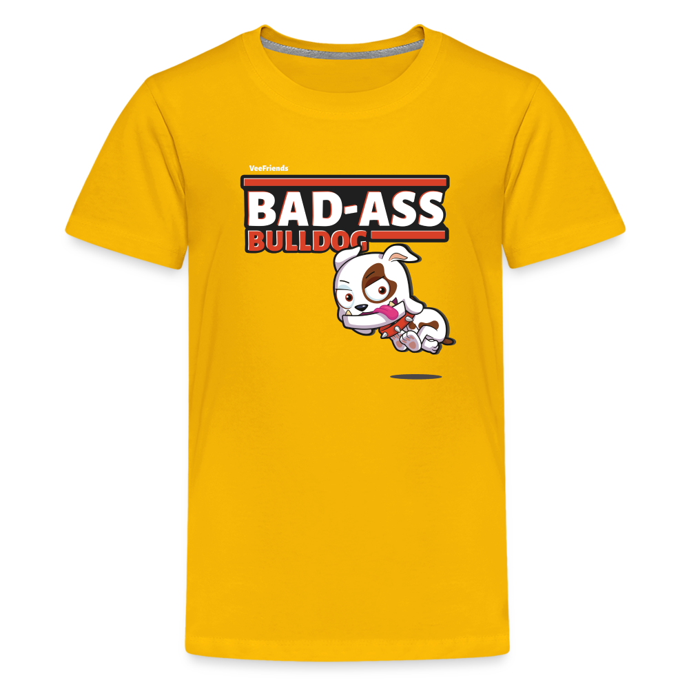 Bad-Ass Bulldog Character Comfort Kids Tee - sun yellow