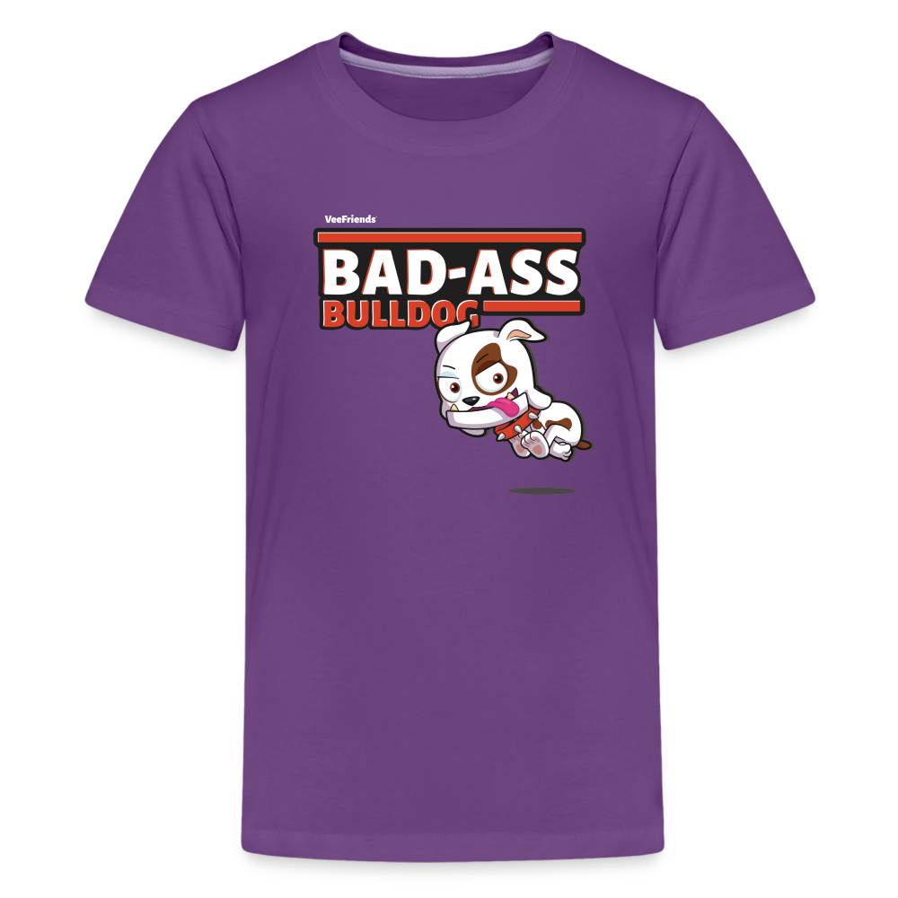 Bad-Ass Bulldog Character Comfort Kids Tee - purple