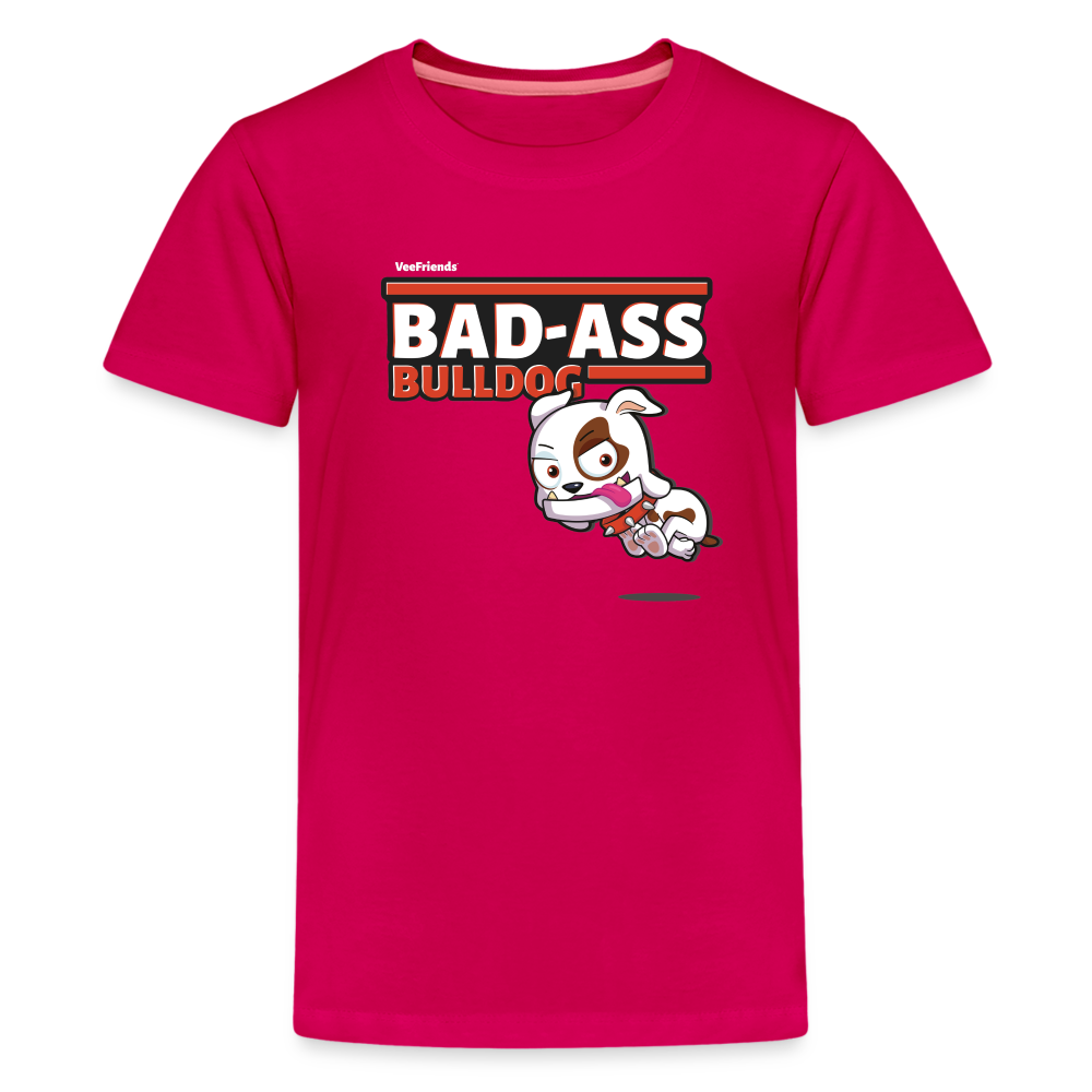 Bad-Ass Bulldog Character Comfort Kids Tee - dark pink