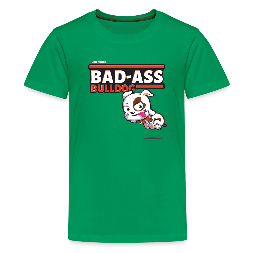 Bad-Ass Bulldog Character Comfort Kids Tee - kelly green