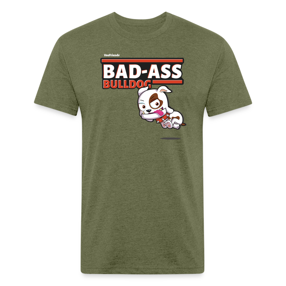 Bad-Ass Bulldog Character Comfort Adult Tee - heather military green