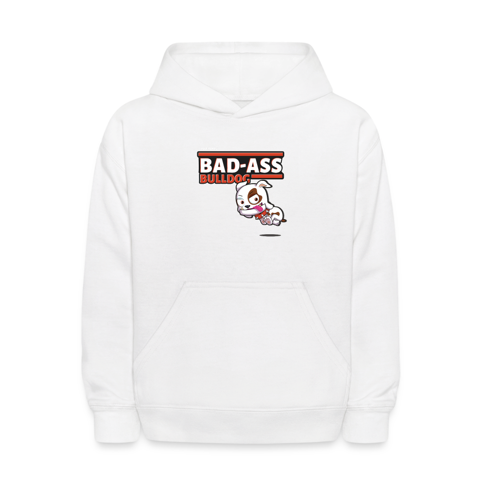 Bad-Ass Bulldog Character Comfort Kids Hoodie - white