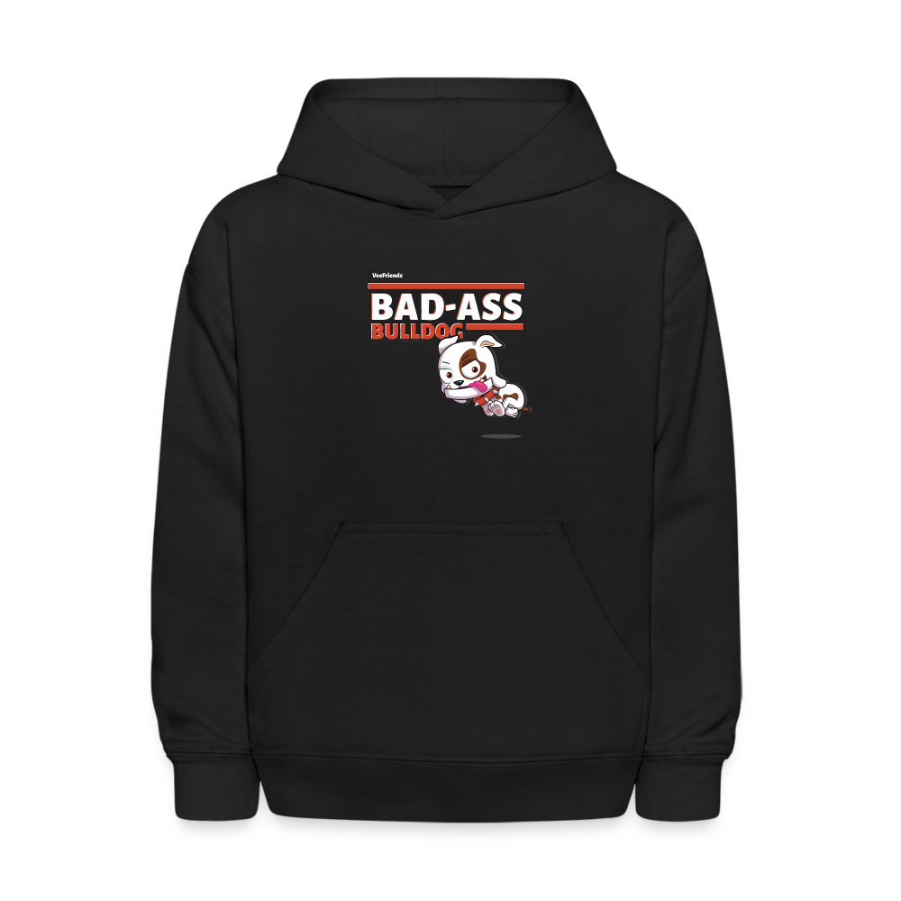 Bad-Ass Bulldog Character Comfort Kids Hoodie - black