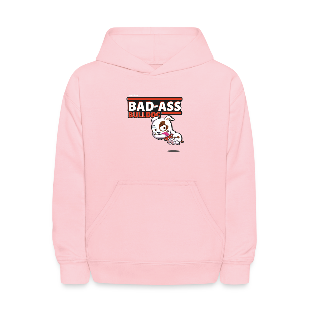 Bad-Ass Bulldog Character Comfort Kids Hoodie - pink