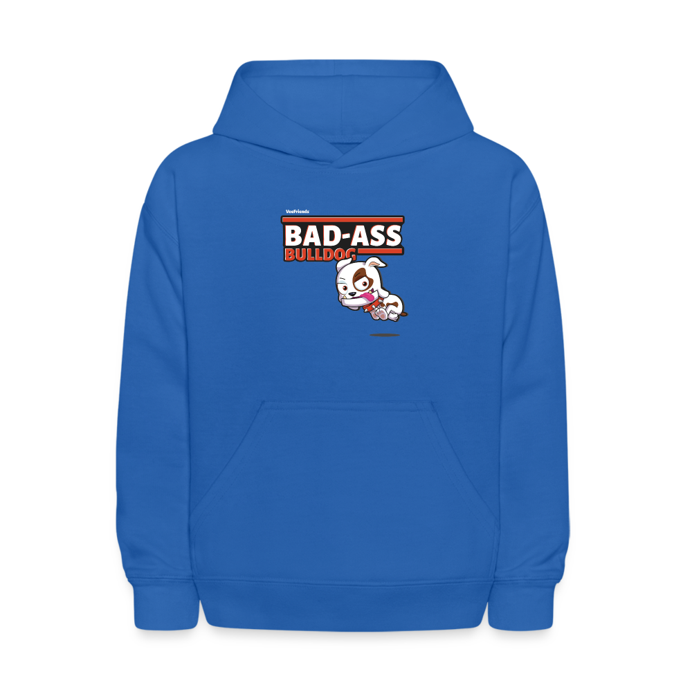 Bad-Ass Bulldog Character Comfort Kids Hoodie - royal blue