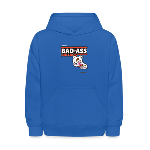 Bad-Ass Bulldog Character Comfort Kids Hoodie - royal blue