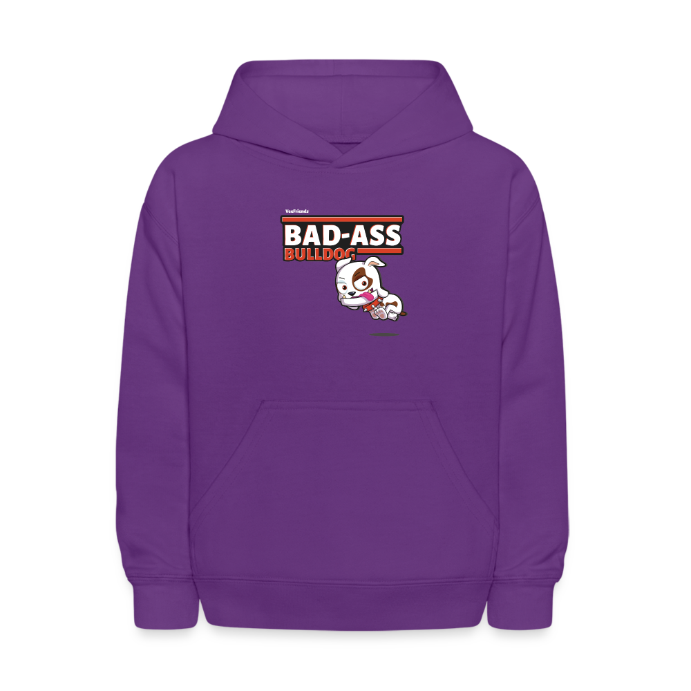 Bad-Ass Bulldog Character Comfort Kids Hoodie - purple