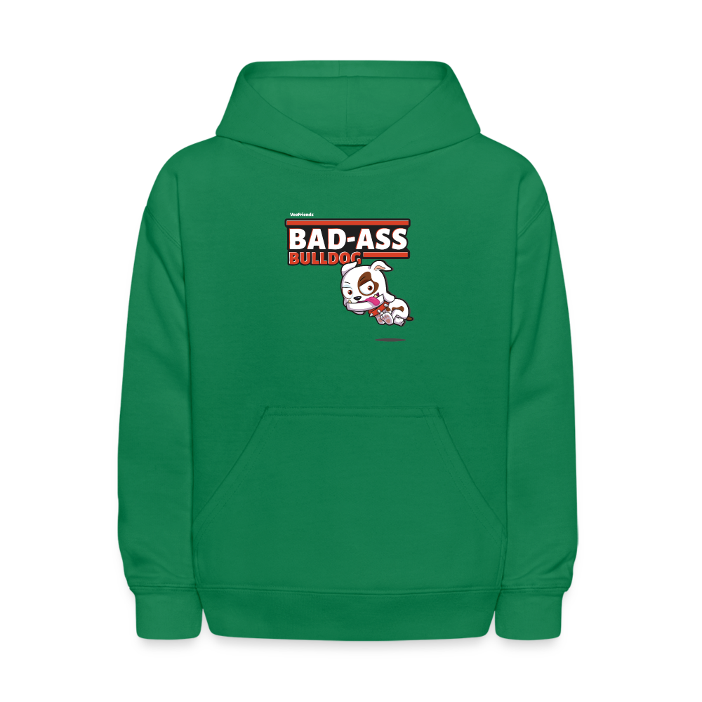 Bad-Ass Bulldog Character Comfort Kids Hoodie - kelly green