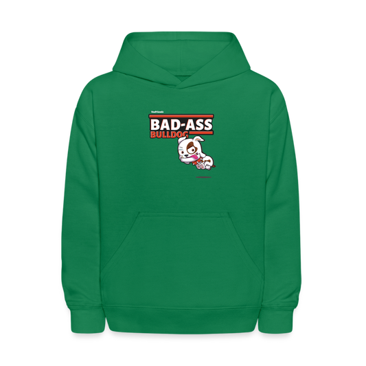 Bad-Ass Bulldog Character Comfort Kids Hoodie - kelly green