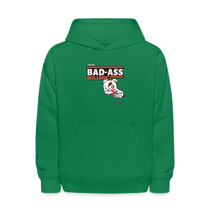 Bad-Ass Bulldog Character Comfort Kids Hoodie - kelly green