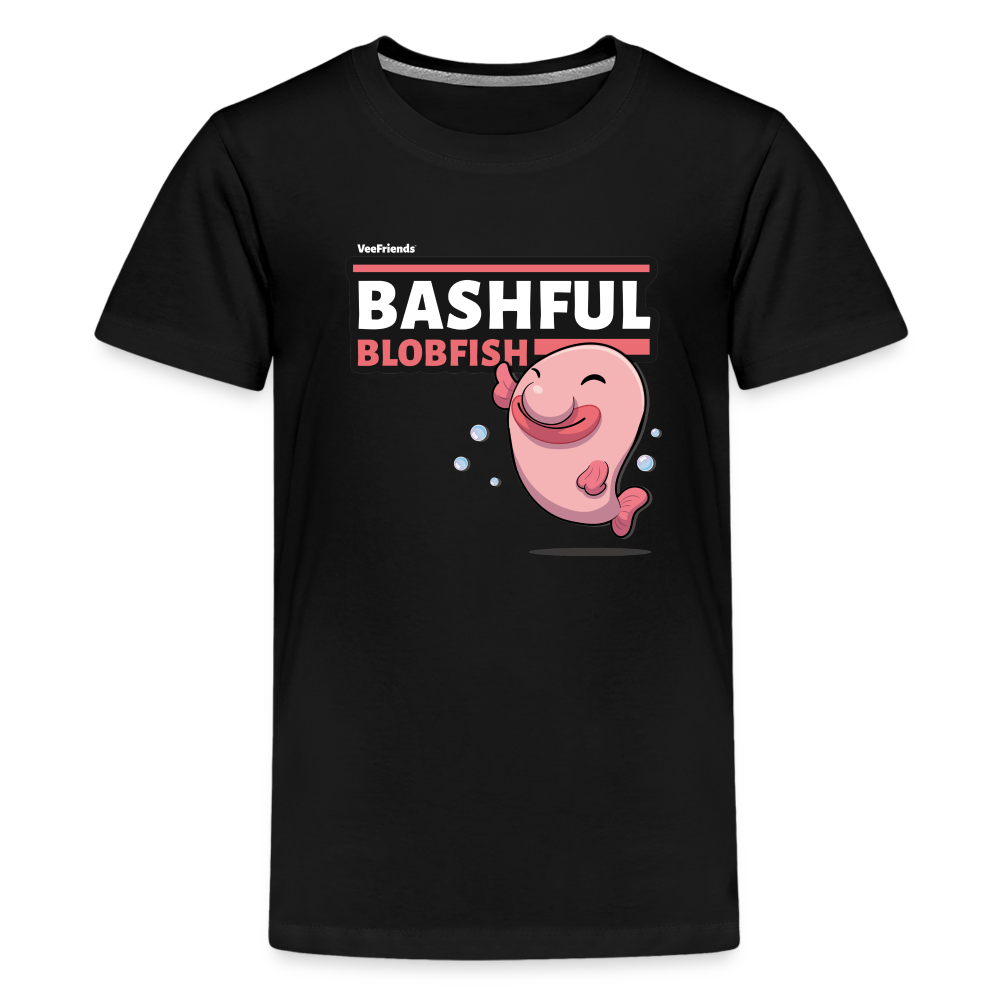 Bashful Blobfish Character Comfort Kids Tee - black