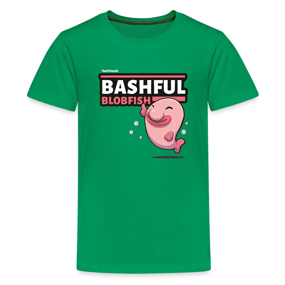 Bashful Blobfish Character Comfort Kids Tee - kelly green