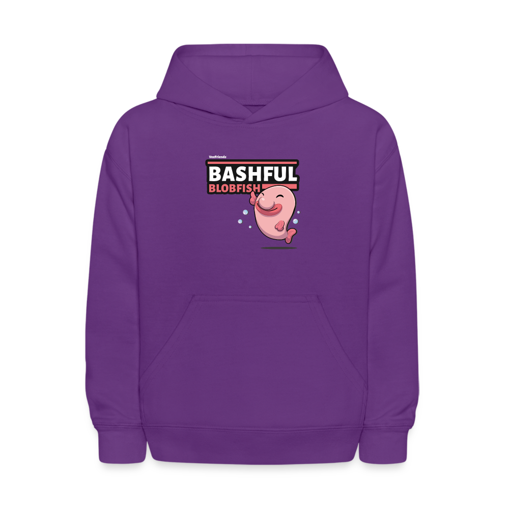 Bashful Blobfish Character Comfort Kids Hoodie - purple