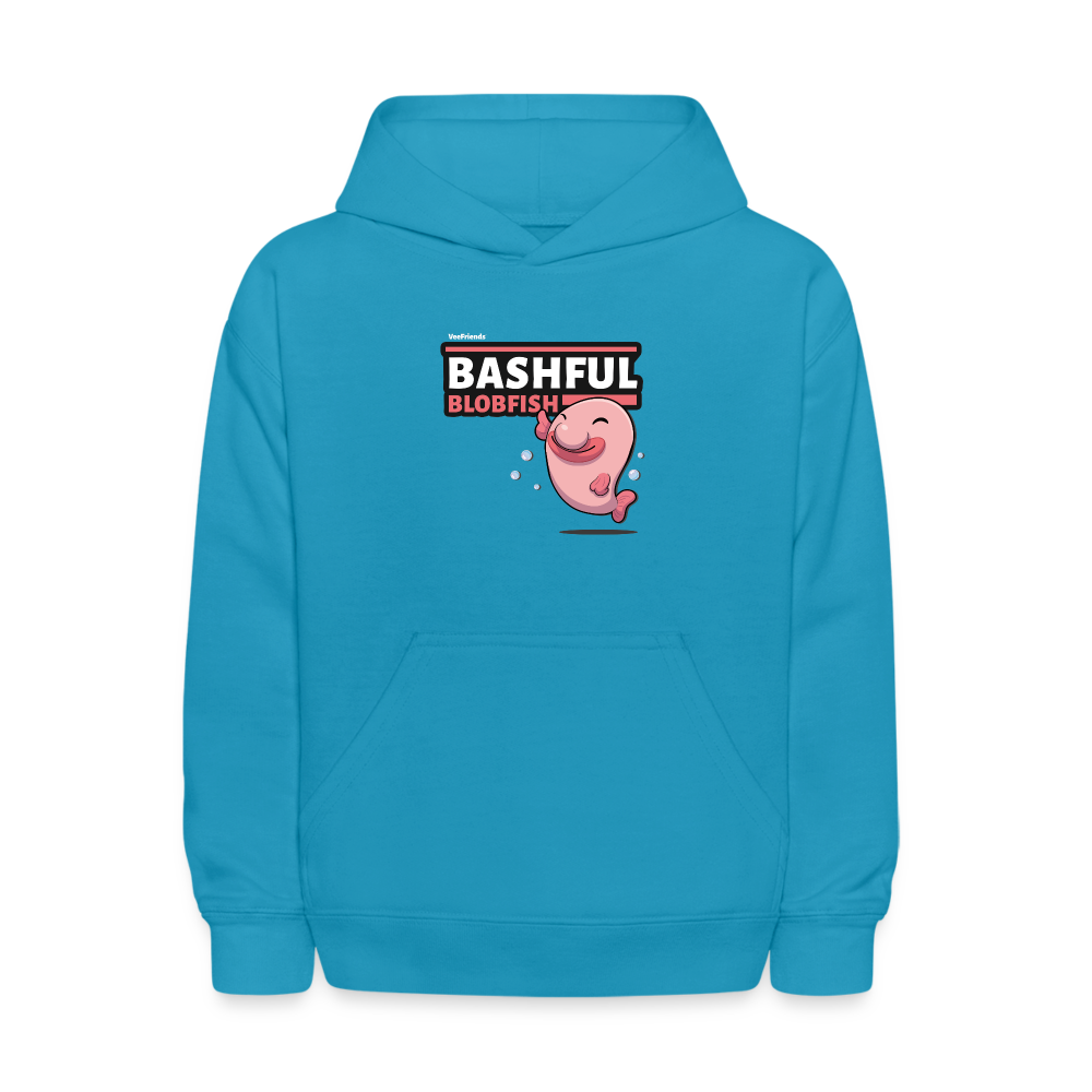 Bashful Blobfish Character Comfort Kids Hoodie - turquoise