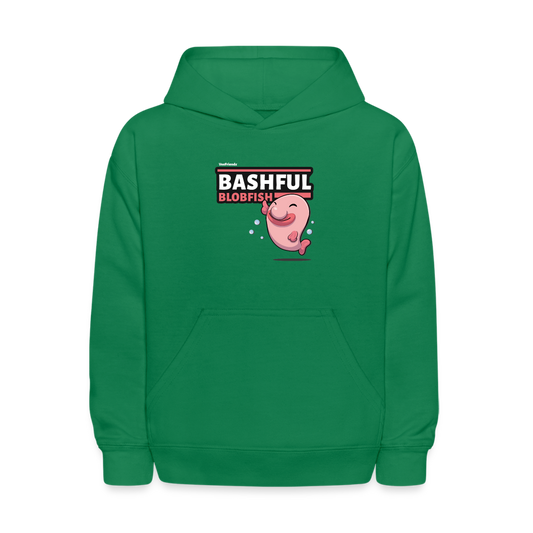 Bashful Blobfish Character Comfort Kids Hoodie - kelly green