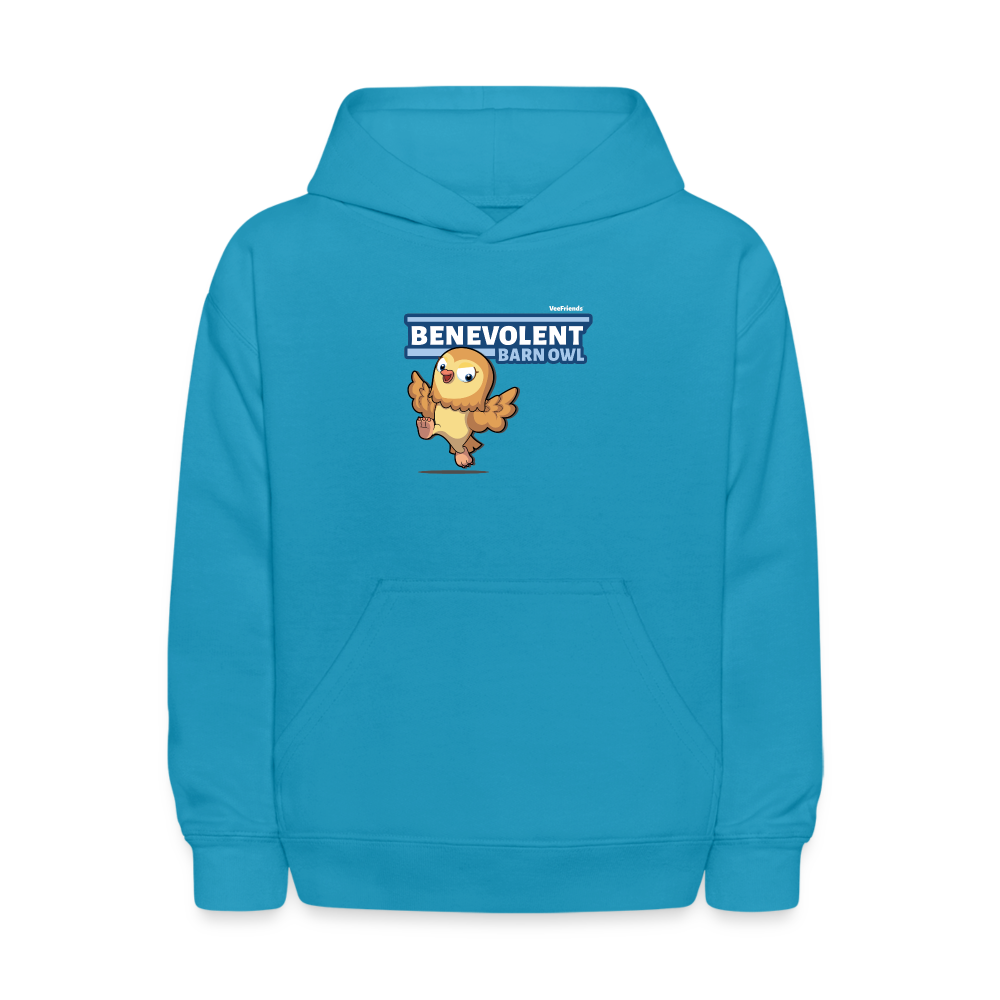 Benevolent Barn Owl Character Comfort Kids Hoodie - turquoise