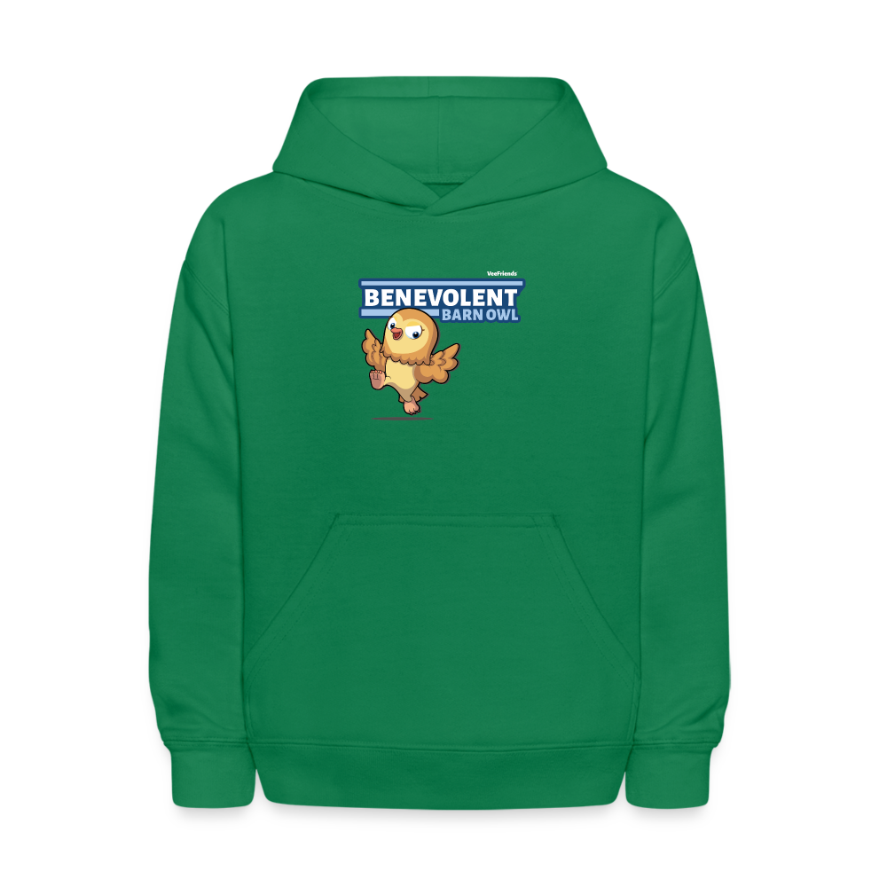 Benevolent Barn Owl Character Comfort Kids Hoodie - kelly green