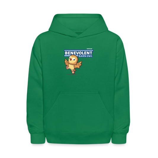 Benevolent Barn Owl Character Comfort Kids Hoodie - kelly green