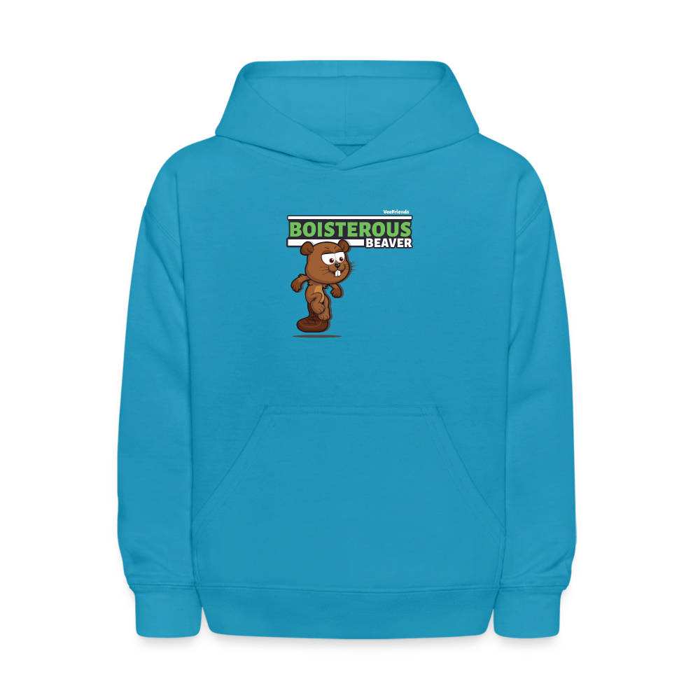 Boisterous Beaver Character Comfort Kids Hoodie - turquoise