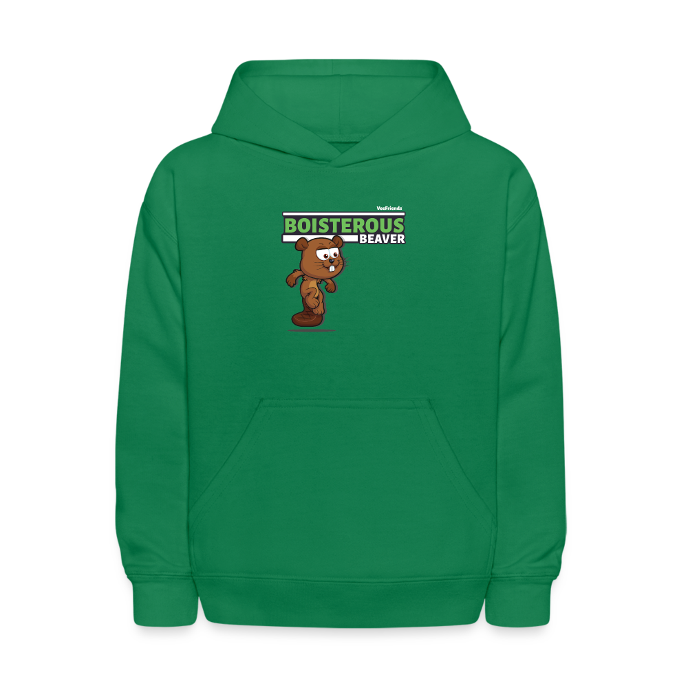 Boisterous Beaver Character Comfort Kids Hoodie - kelly green