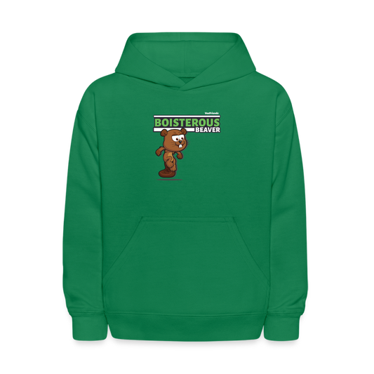 Boisterous Beaver Character Comfort Kids Hoodie - kelly green