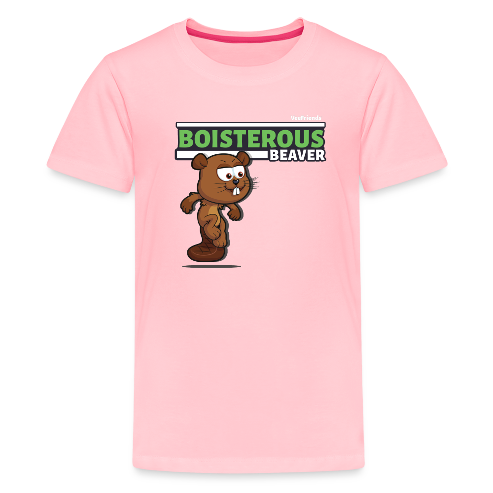 Boisterous Beaver Character Comfort Kids Tee - pink