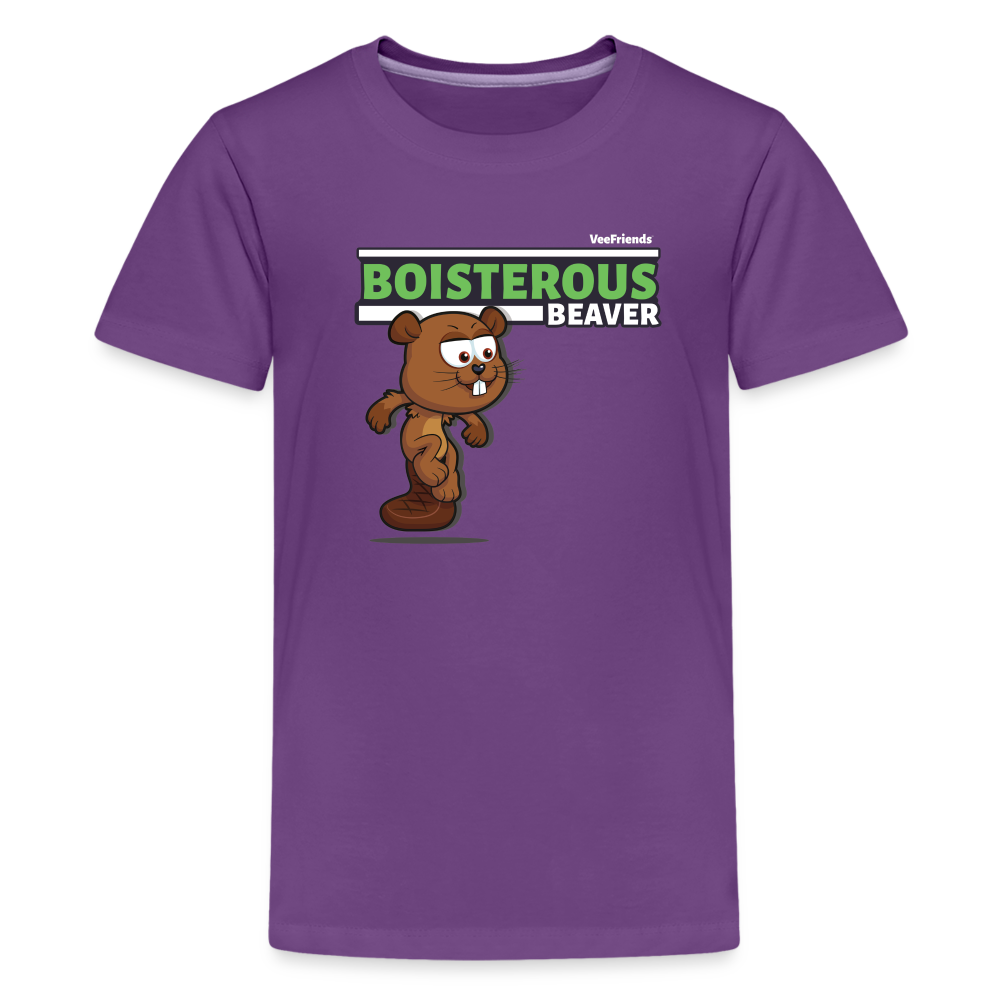 Boisterous Beaver Character Comfort Kids Tee - purple