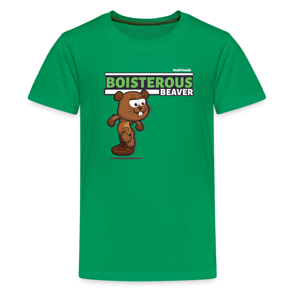 Boisterous Beaver Character Comfort Kids Tee - kelly green