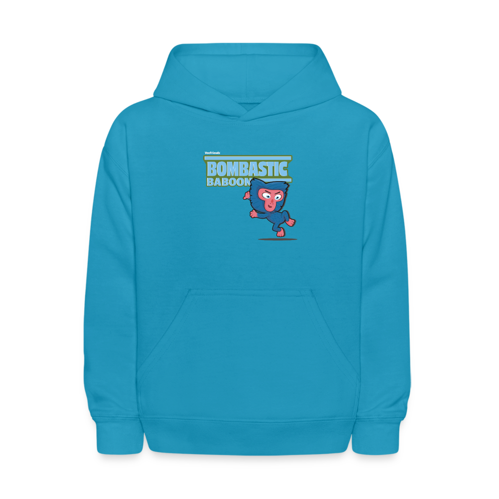 Bombastic Baboon Character Comfort Kids Hoodie - turquoise