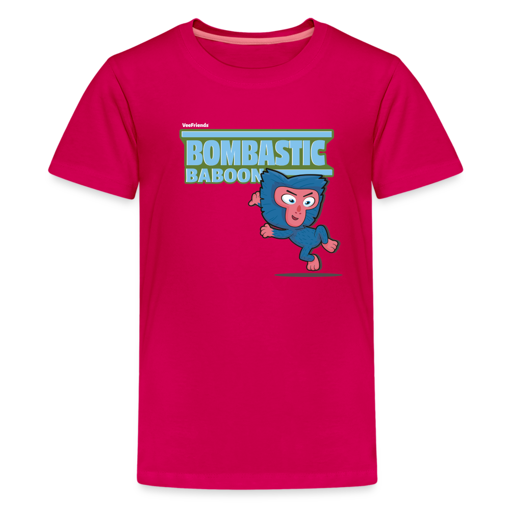 Bombastic Baboon Character Comfort Kids Tee - dark pink