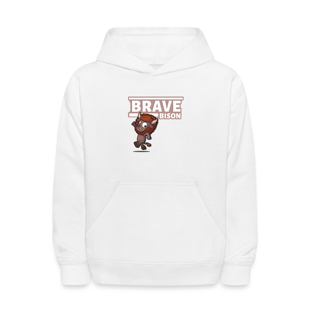 Brave Bison Character Comfort Kids Hoodie - white