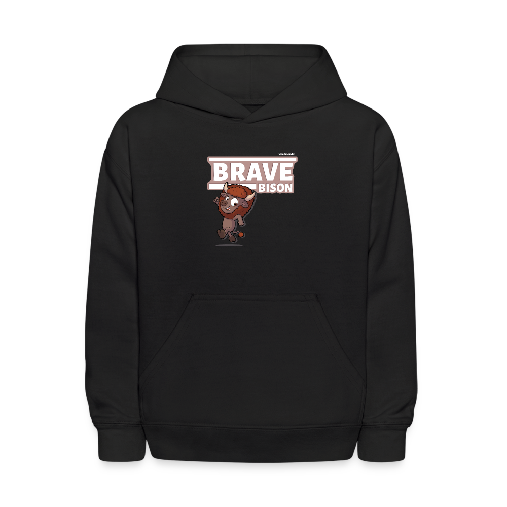 Brave Bison Character Comfort Kids Hoodie - black