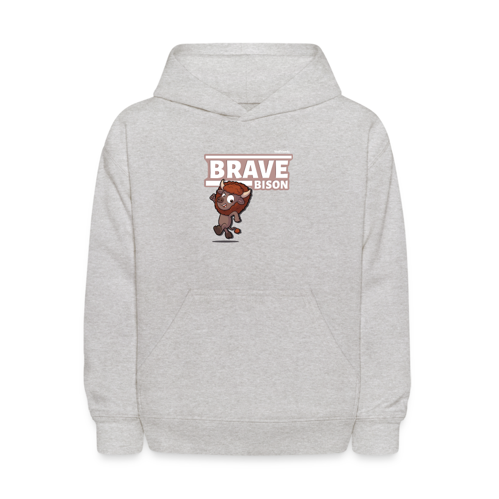 Brave Bison Character Comfort Kids Hoodie - heather gray