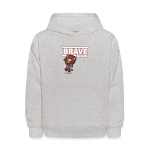 Brave Bison Character Comfort Kids Hoodie - heather gray