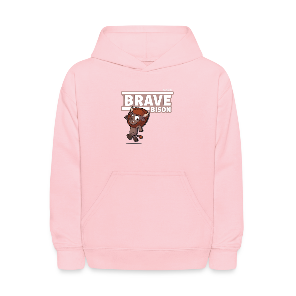 Brave Bison Character Comfort Kids Hoodie - pink