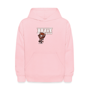 Brave Bison Character Comfort Kids Hoodie - pink