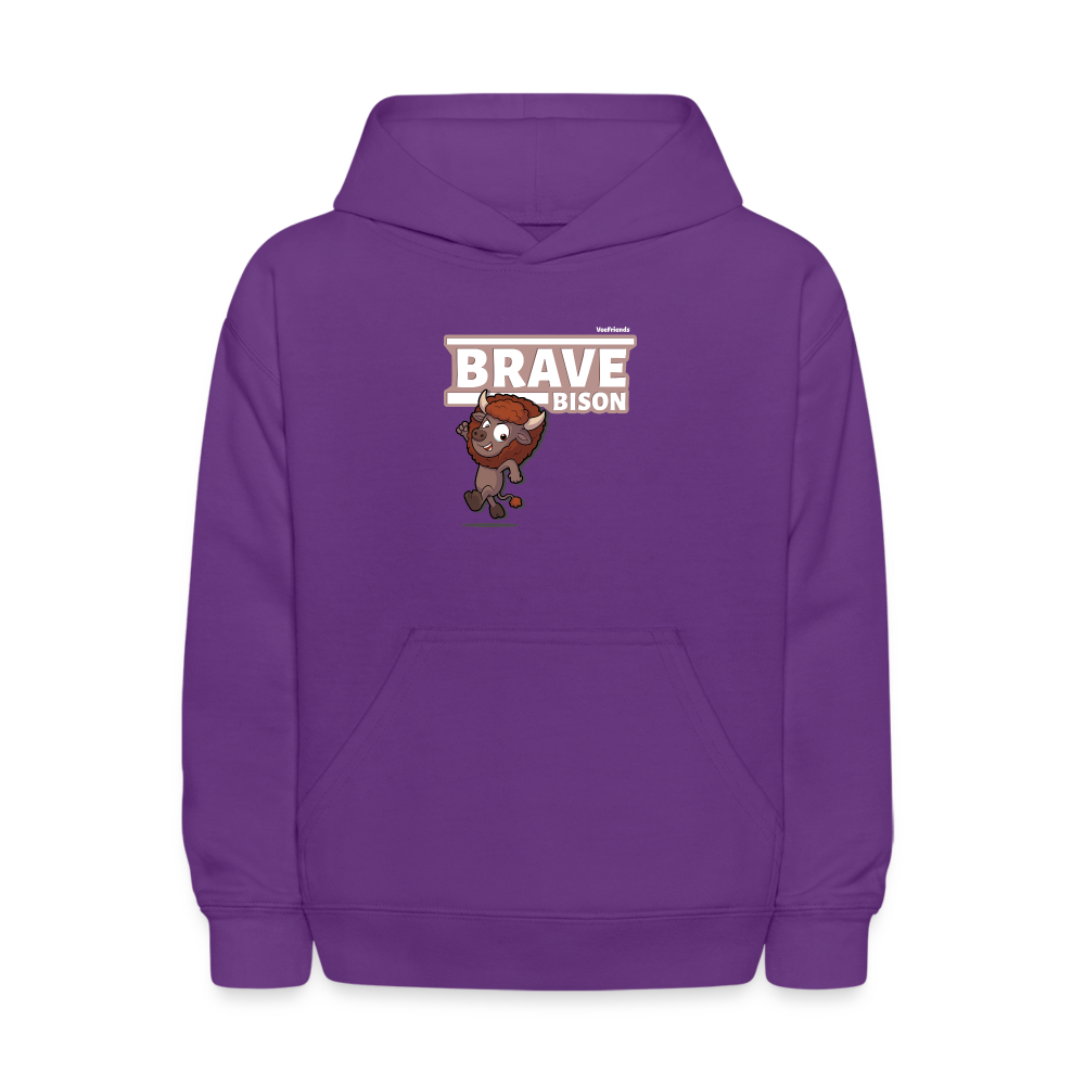 Brave Bison Character Comfort Kids Hoodie - purple