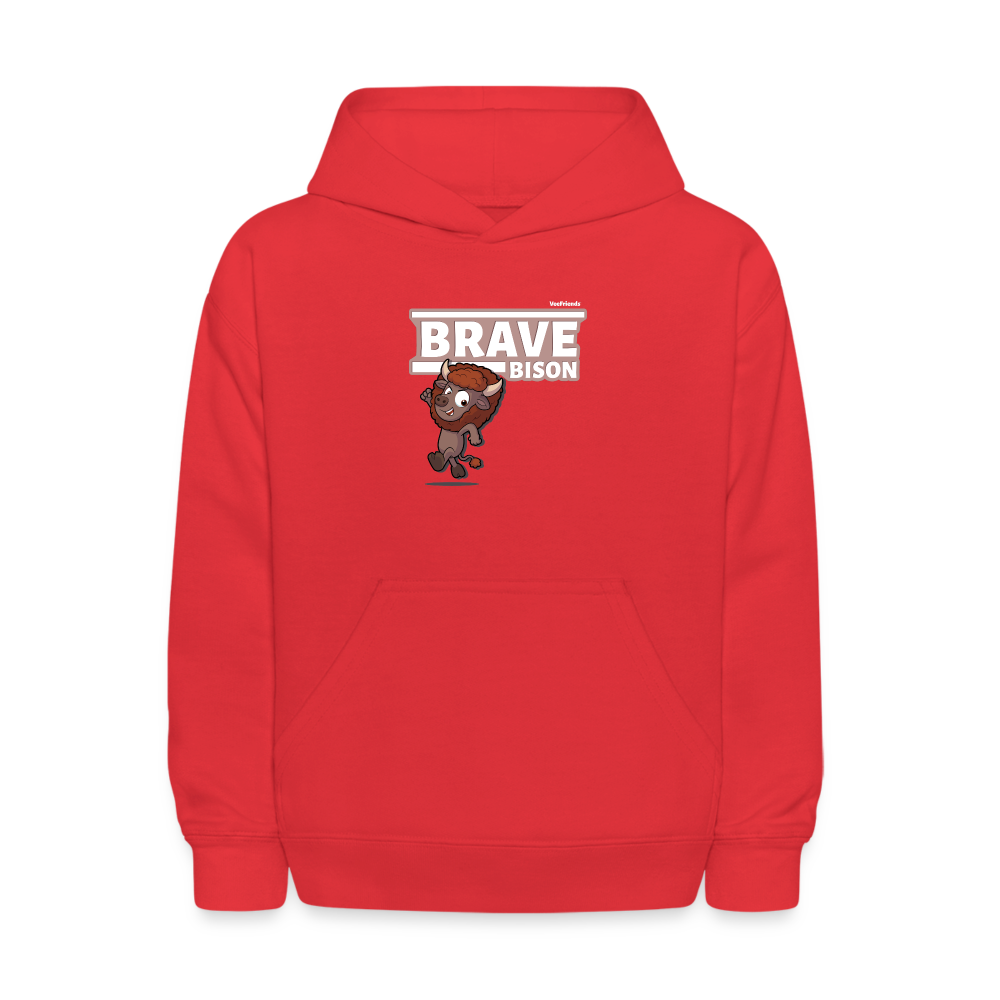 Brave Bison Character Comfort Kids Hoodie - red