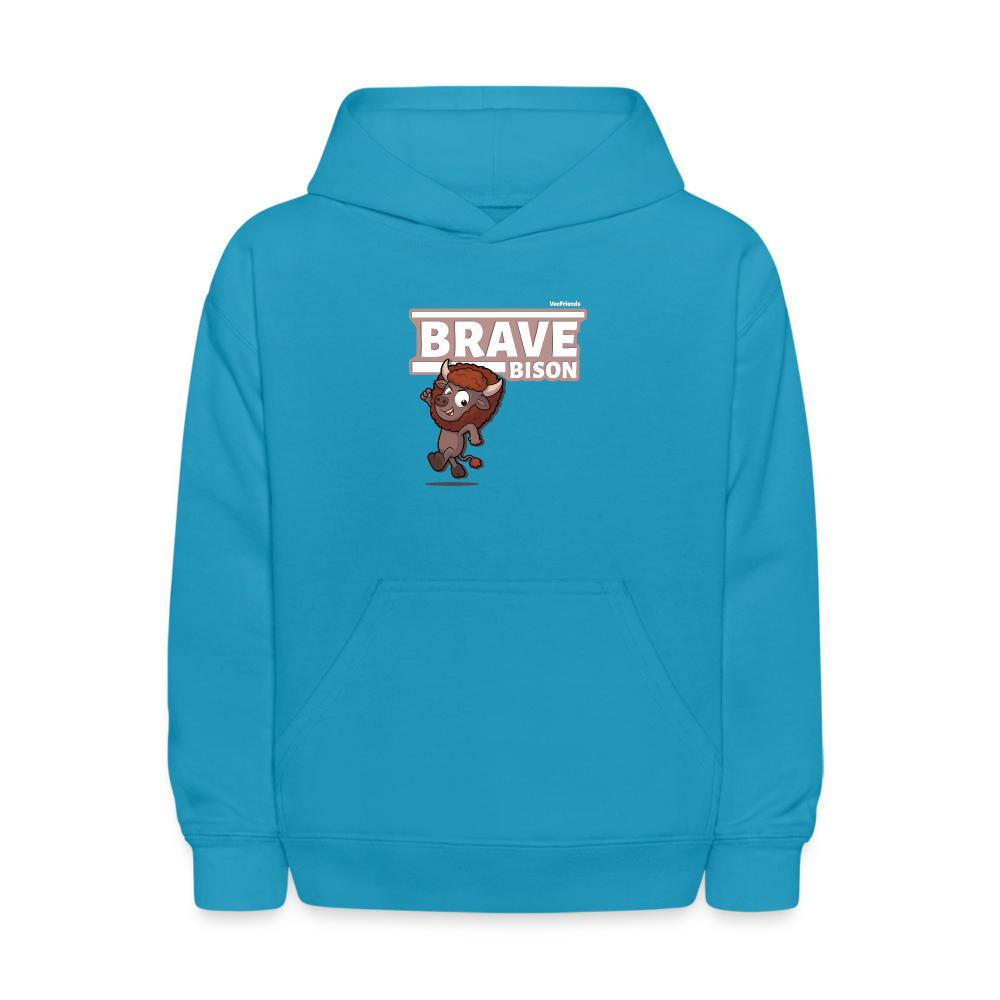 Brave Bison Character Comfort Kids Hoodie - turquoise